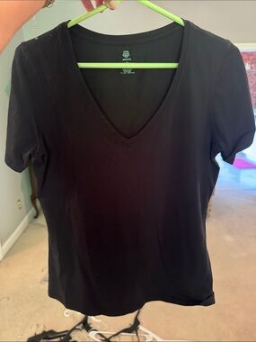 Black V-Neck Women's Top